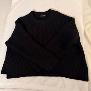 NAADAM Black Wool & Cashmere Crop Crewneck Sweater